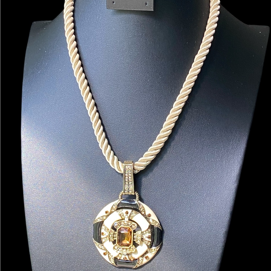 Heidi Daus Newport Chic GrandeCrystal And Enamel Cord Enhancer Necklace 162$